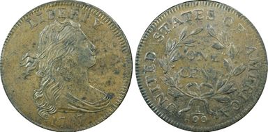 1797 1C Reverse of 1797, No Stems MS62BN