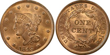 1843 1C N-8 MS65+ RB