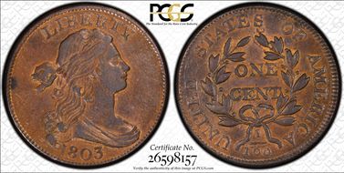 1803 1C No Stems AU58BN