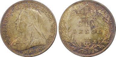 1893 6D S-3941 Old Head MS65