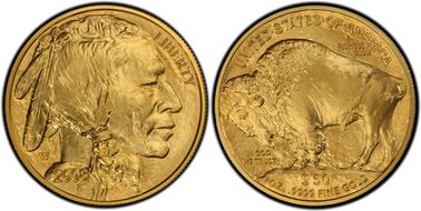 2008-W $50 Burnished Am. Buffalo First Strike .9999 Fine Gold SP69
