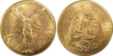 1928 50 Peso KM-481  Au MS65