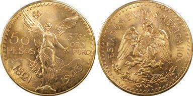 1945 50 Peso KM-481  Au MS66