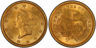 1849 G$1 No L MS65