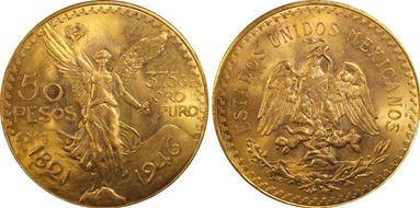 1946 50 Peso KM-481  Au MS66