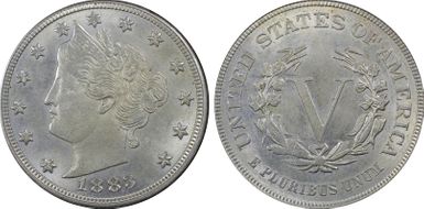 1883 5C No CENTS MS63