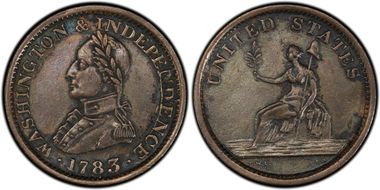 1783 Copper Washington & Independence Large Military Bust N1BN