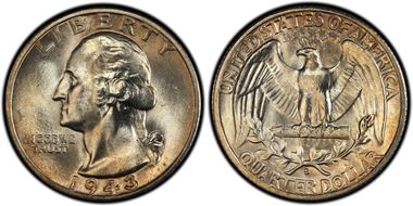 1943-S 25C Trumpet Tail S FS-501 MS64