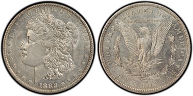 1882-O/S $1 VAM 5, O/S EDS AU50