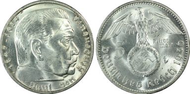 1936-J 5 Mk Swastika J-367 MS63