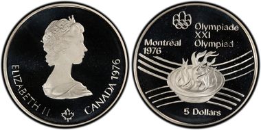 1976 $5 Olympic Flame PR68DCAM