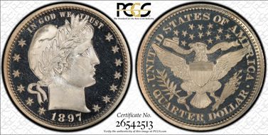 1897 25C PR67DCAM