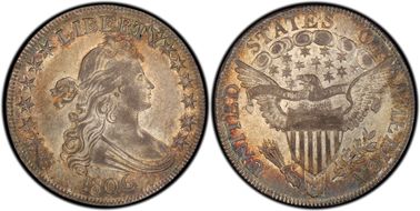 1806 50C O-120, Pointed 6, Stem AU55