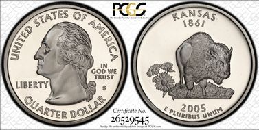 2005-S 25C Kansas Silver PR70DCAM