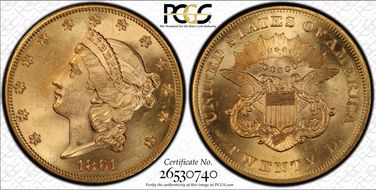 1861 $20 MS62