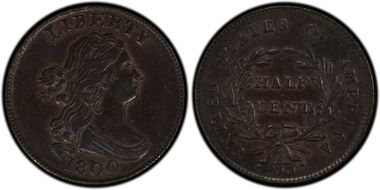 1800 1/2C C-1 AU55BN