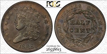 1828 1/2C 13 Stars AU58BN