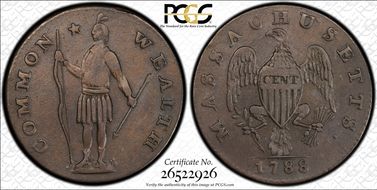 1788 Cent Massachusetts, Period XF45BN