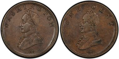 (ca. 1820) Tkn 1C Washington Double Head AU50BN
