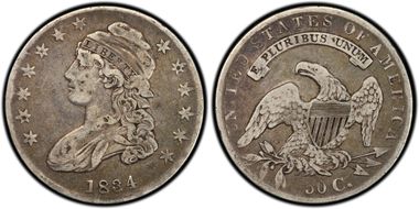 1834 50C O-115a Sm Date, Sm Letters VF25