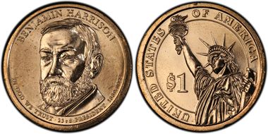 2012-P $1 Partial Edge Lettering Harrison, Position B MS65