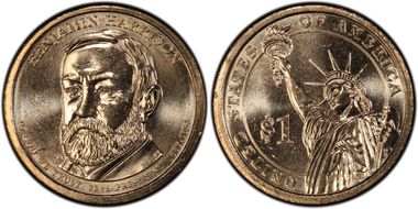 2012-P $1 Partial Edge Lettering Harrison, Position B MS64