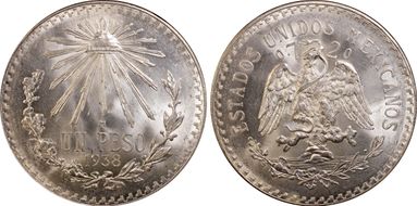 1938-M Peso KM-455  Ag MS66+