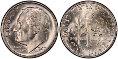 1947-S 10C DDR FS-801 (013.5) MS65