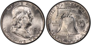 1954 50C Obv Die Clash FS-402 MS63