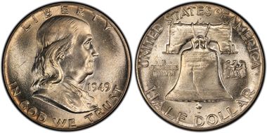 1949 50C Obv Die Clash FS-402 MS65FBL