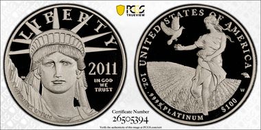 2011-W $100 Statue of Liberty PR70DCAM