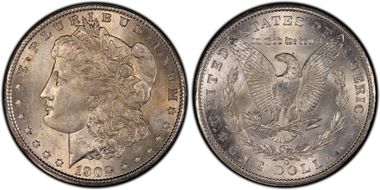 1902-O $1 VAM 25, Doubled Ear MS63