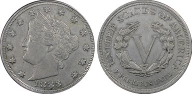 1883 5C No CENTS AU53