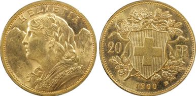 1900 B 20 Fr KM-35.1  Au MS64