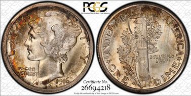 1916-S 10C Mercury MS66