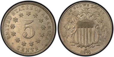 1876 5C AU58