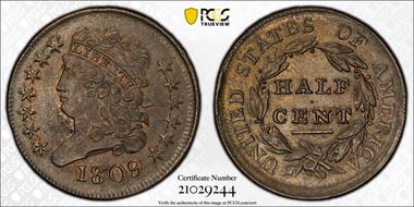 1809 1/2C Cohen 3 MS64RB