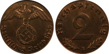 1938-B 2 Pfg J-362 MS64RB