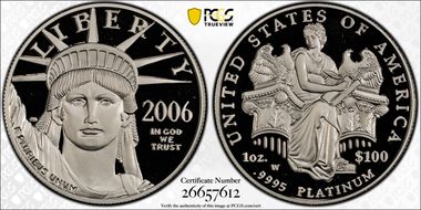2006-W $100 Statue of Liberty PR70DCAM