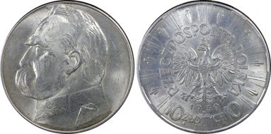 1939(w) 10 Zl KM-29  Ag MS64