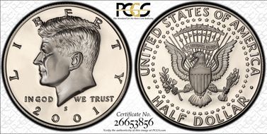 2001-S 50C Silver PR70DCAM