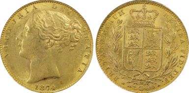 1874-M Sov S-3854 Shield MS62