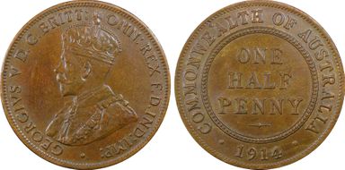 1914 1/2D AU58BN