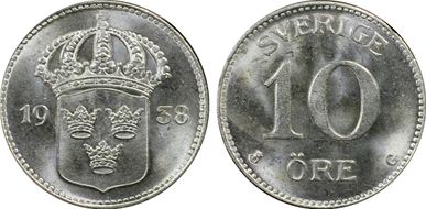 1938 G 10 Öre MS65