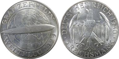 1930-D 5 Mk Zeppelin J-343 MS63