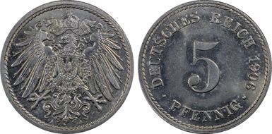 1906-A 5 Pfg J-12 MS65