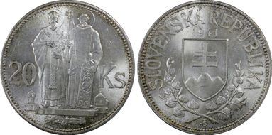 1941 20 Kor KM-7.1  Ag MS64+