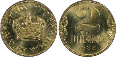 1938 2 Din KM-20 Large Crown MS66