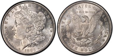 1883-O $1 VAM 22A Partial E Rev MS62