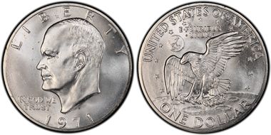 1971-S $1 FS-401, Peg Leg MS66